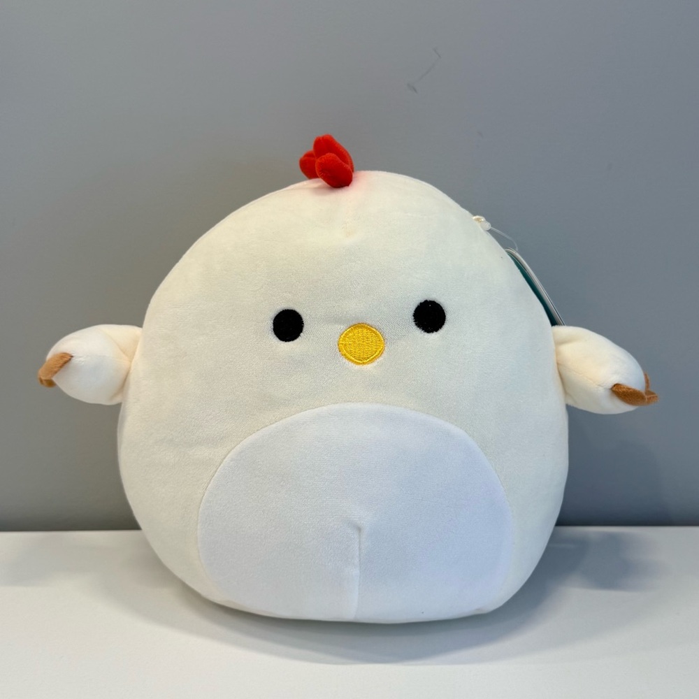 Exclusive Claire’s 8” Todd Squishmallow Plush Chicken Toy - White and Red